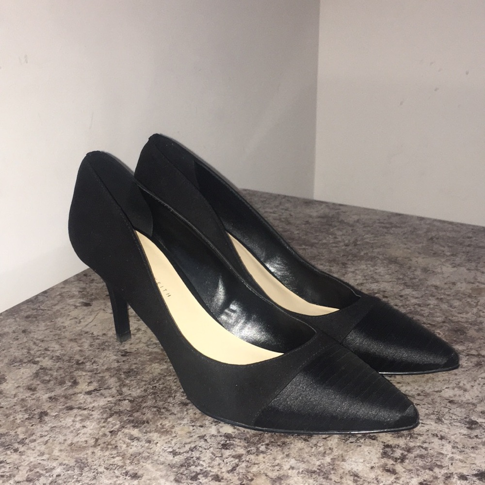 Charles and Keith Light Velvet and Satin / Silk Black Heels